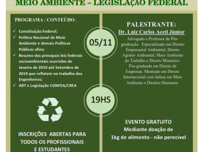 Palestra sobre Meio Ambiente – Legislação Federal de 2019
