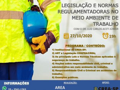 Palestra: Legislação e Normas Regulamentadoras no Meio Ambiente do Trabalho.